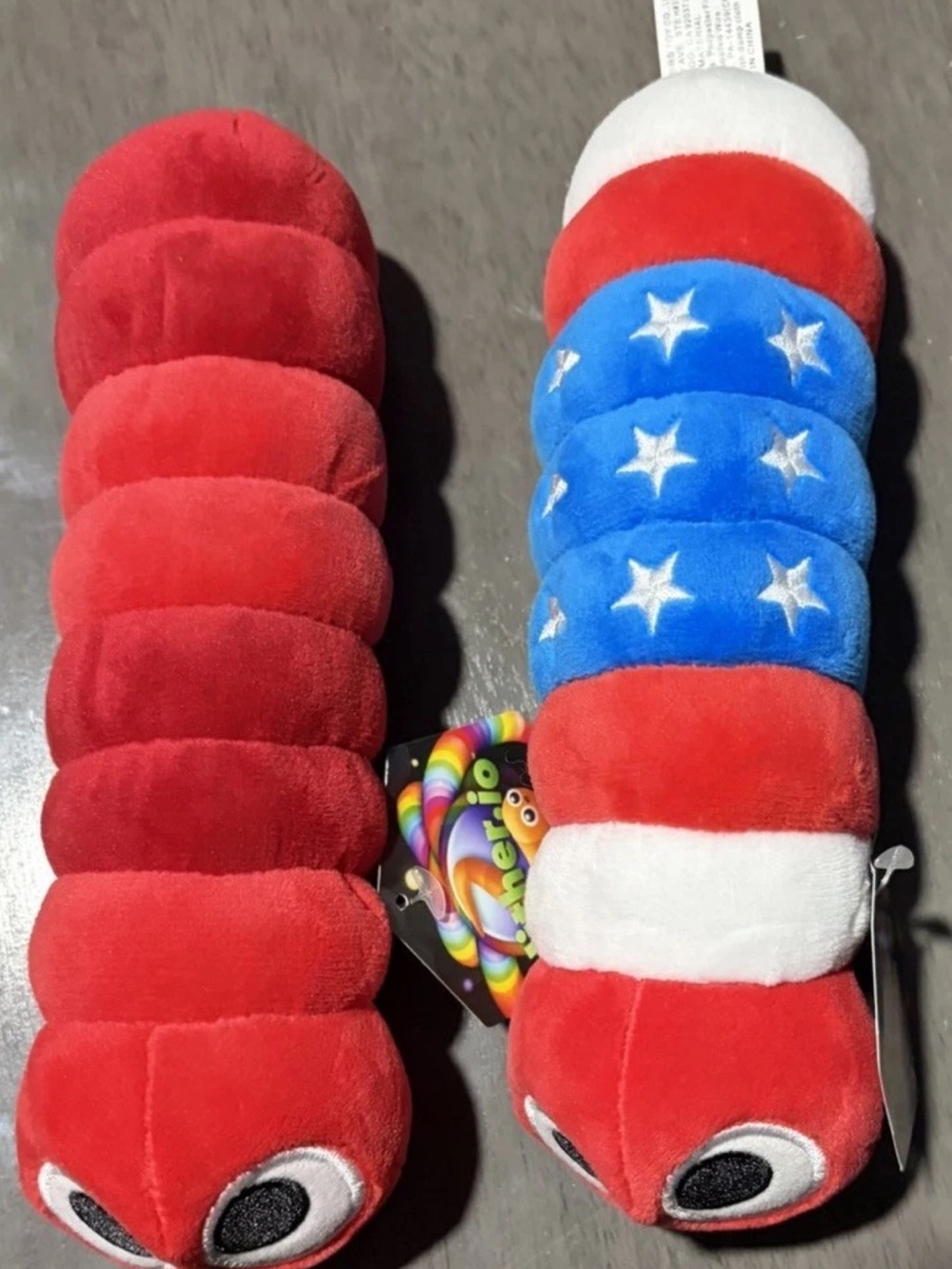 Slither.io 8" Plush Worm Stuffed Animal Lot Of 2 Multi Colors NWT